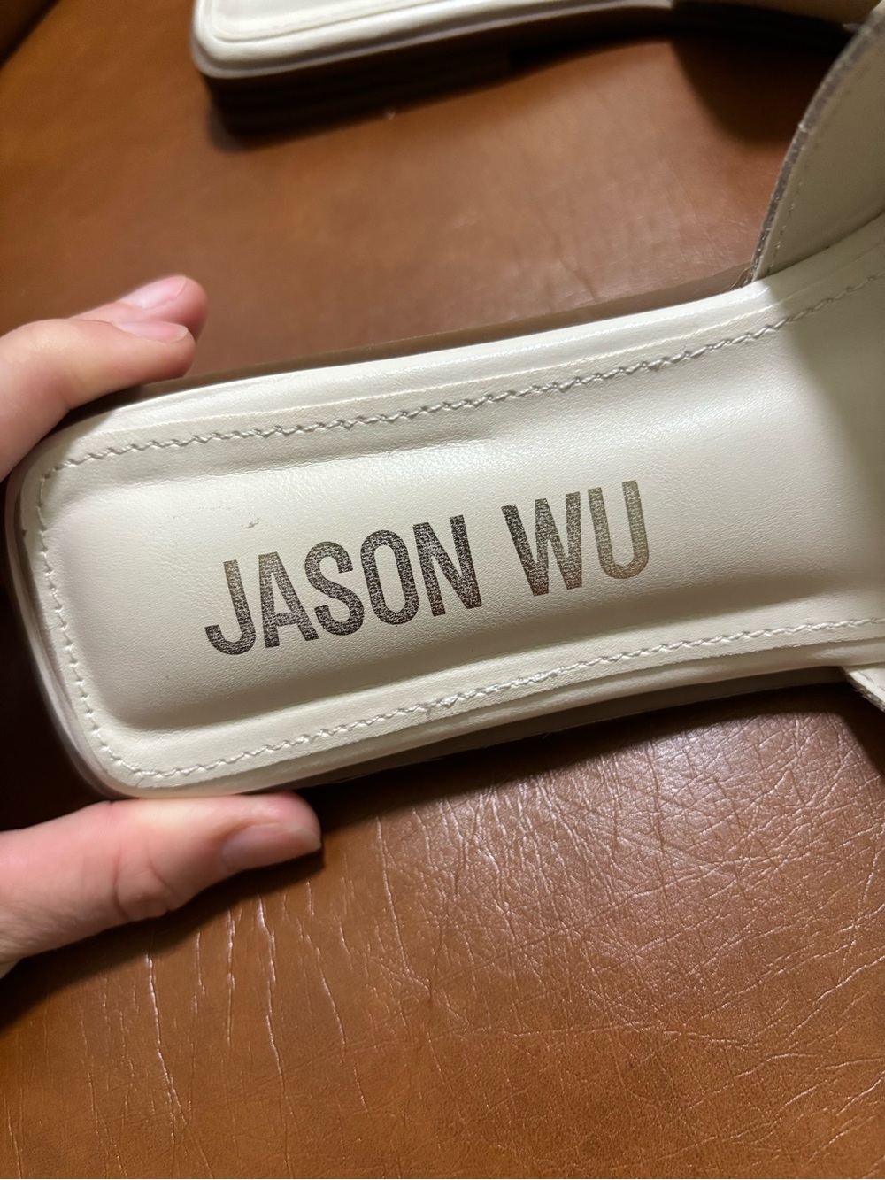 Jason Wu Cream Leather Slide Sandals - Picture 5 of 7